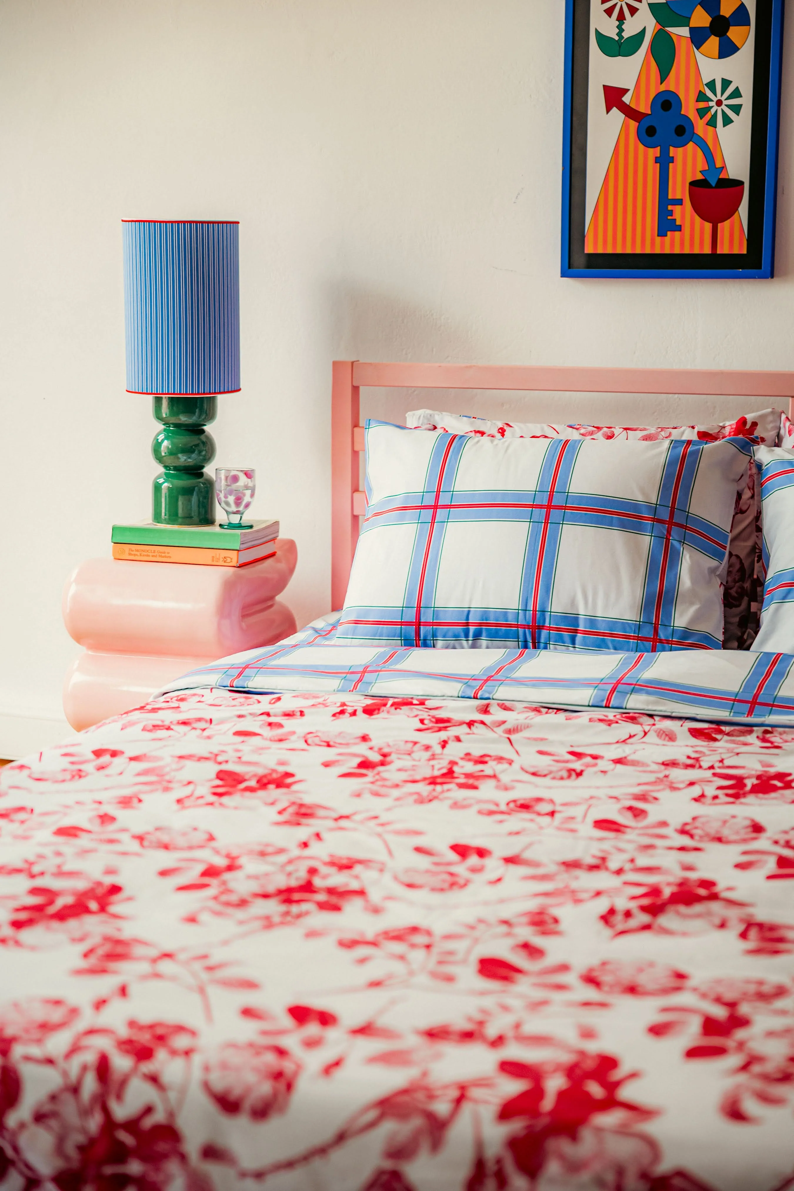 Duvet Cover (Flowers/Light Blue Check) - Image 3
